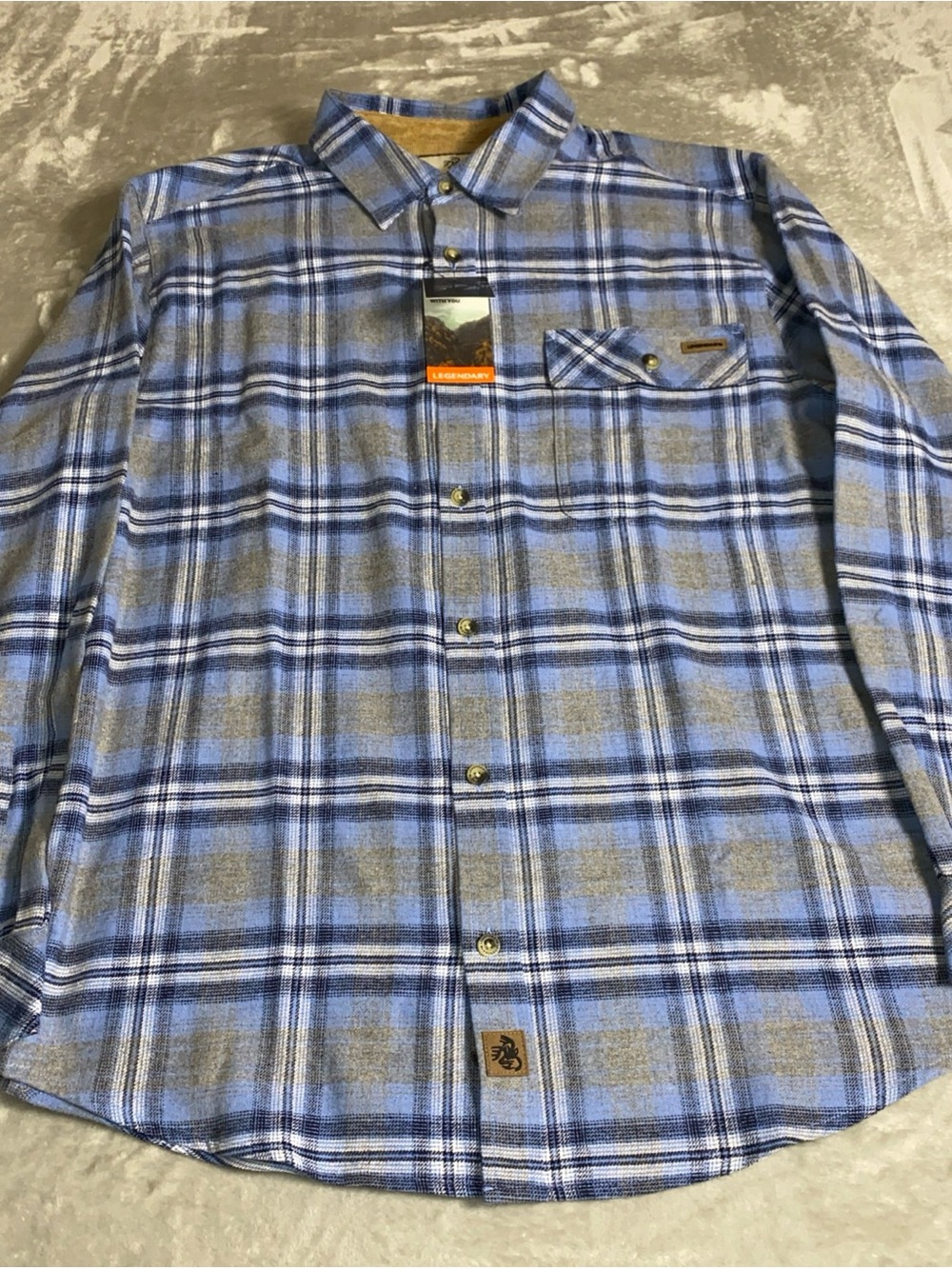 Legendary Whitetails Buck Camp Flannel Shirt Men’s Large Blue Brown‎ Plaid NWT